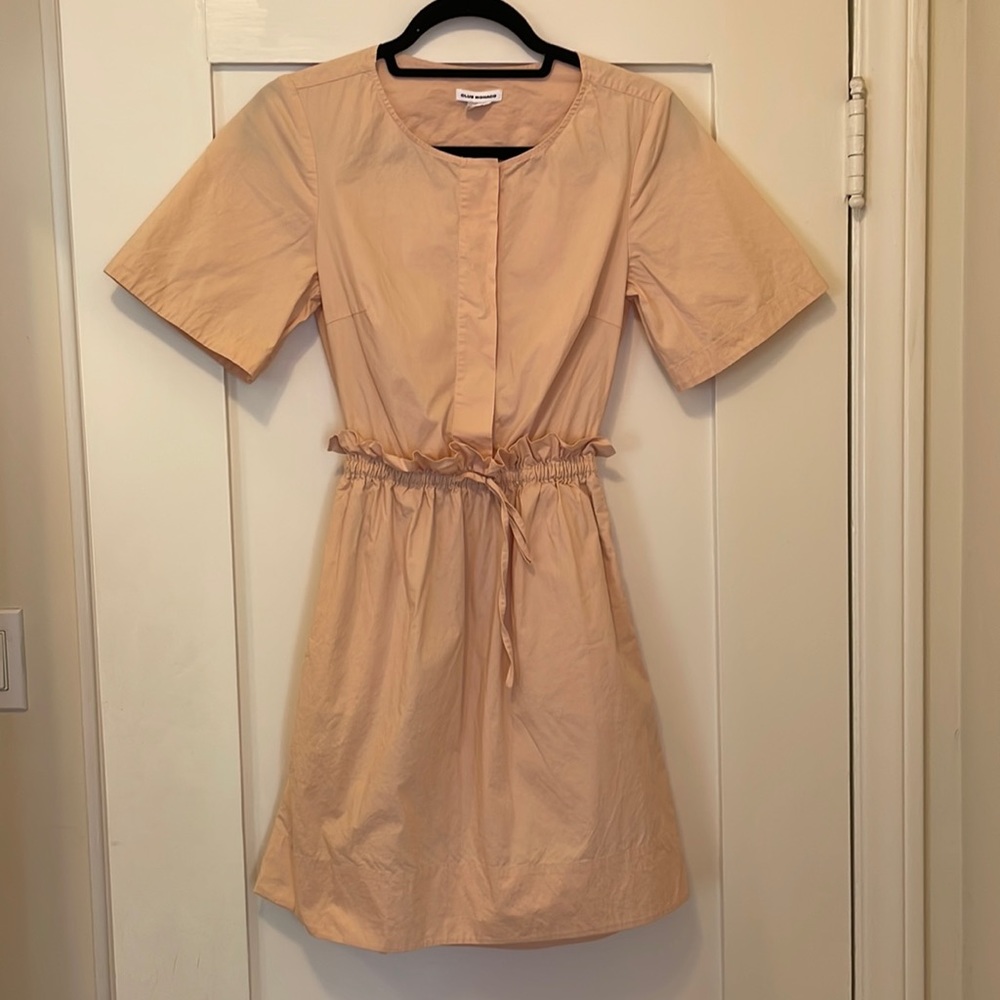 Club Monaco Nude paper bag waist dress